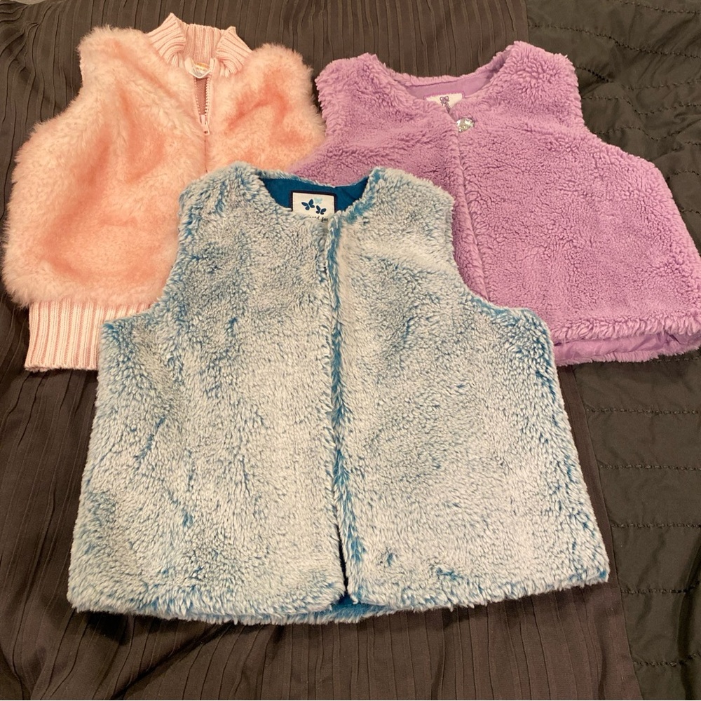 Lot Of 3 Gymboree Vests Girls 5/6 Vests 2016 Butterfly Ballerina Faux Fur